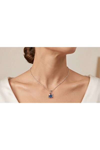 robel 💙 Elegant Blue Crystal Heart Pendant Necklace – Timeless Beauty & Grace