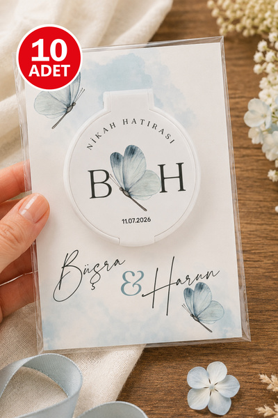 Kreadecor Kişiye Özel Kapaklı Cep Aynası Söz Nişan Nikah Hediyeliği – Kartlı ...