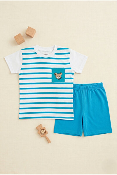 Yumak Bebek Ürünleri 100% cotton boys' two-piece shorts set - summer casual o...