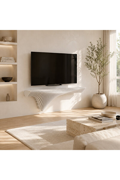 Barida Sanat Modern Parametrik Duvar Rafı, TV Ünitesi, %100 MDF Lake boyalı
