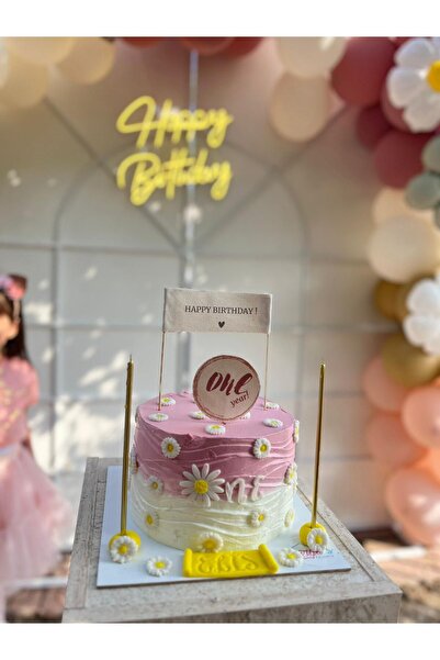 Yamello Doğum Günü Pasta Süsü /Kumaş Baskı/HAPPY BIRTDAY
