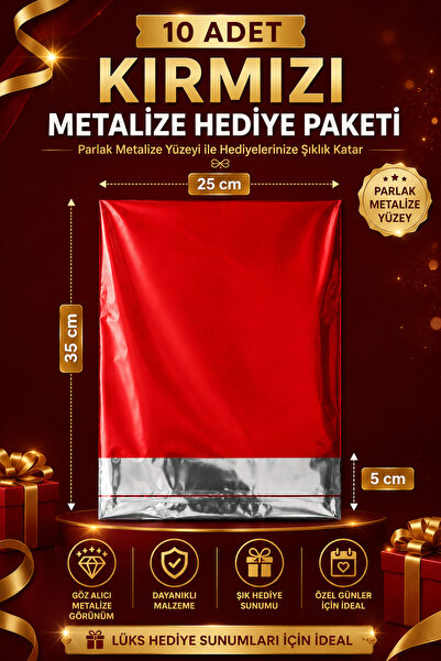 BİRBEYSTORE Crveni metalizovani poklon paket 25x35 cm – Elegantna vrećica za ...