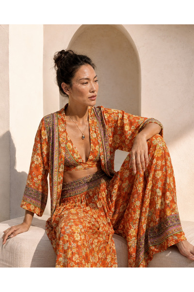 laviyonsa 3’lü kimono & büstiyer ve pantolon takım ithal kumaş STD 36-38