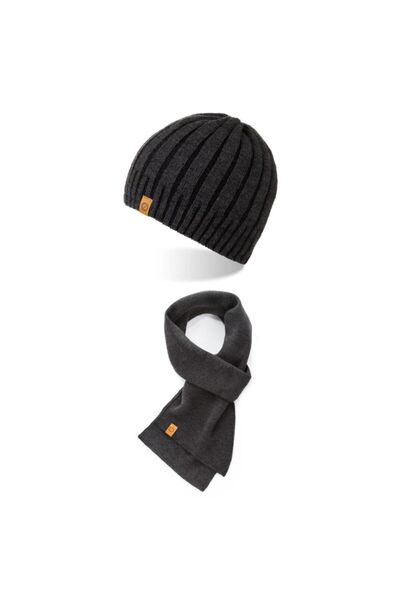 Brødrene Set caciula cu fular Brodrene, Acril, Universal, Gri inchis