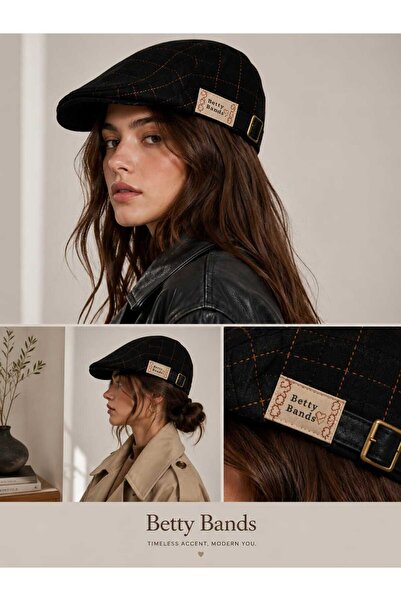Handmade Betty Bands Women Black Embroidery Plaid Bucket Hat Adjustable Newsb...