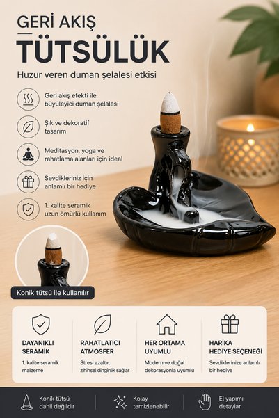 The Aroma Factory 1. Kalite Seramik Geri Akış Tütsülük Dekoratif Kalp Modeli
