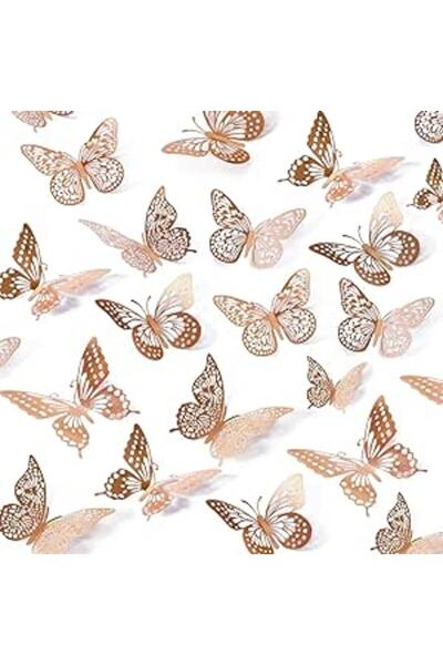 The Bros 3D Butterfly Wall Decor, 48 Pcs 4 Styles 3 Sizes, Removable Metallic...