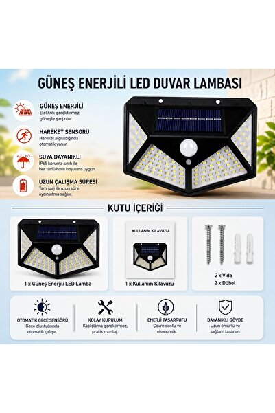 Keyfi Sepet Güneş Enerjili LED Duvar Lambası Hareket Sensörlü IP65 Su Geçirme...