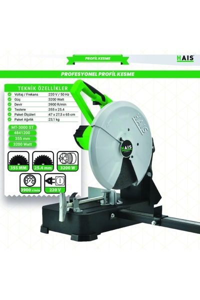 Hais Profil Kesme Profosyonel 3200 W Mt-3000St
