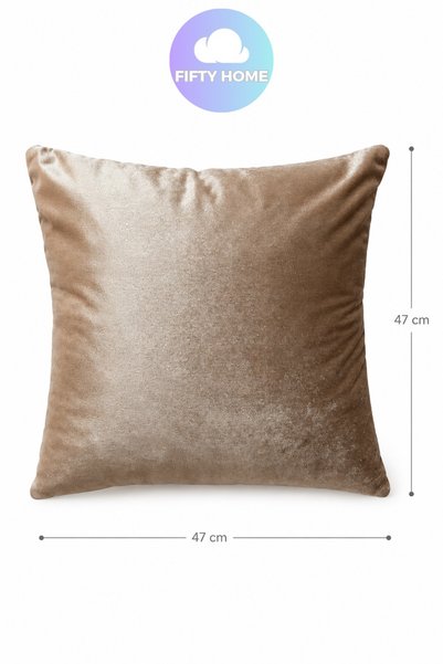 Fifty Home 1 Piece Cushion Cover 47X47 cm with Zipper in Mink Gold Metallic Color