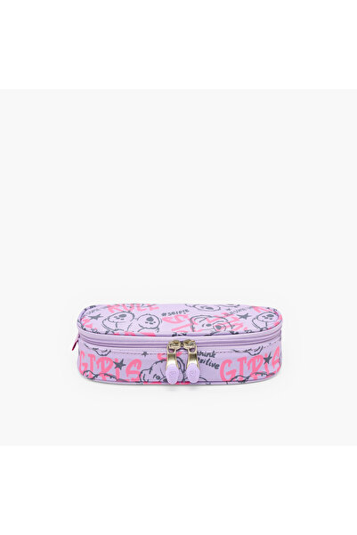 ST Right St.Right Bear Print Pencil Case with Zip Closure
