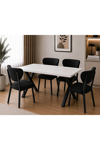 Cosargroup ELMA Sandalye 70X110 BEYAZ Yemek Masası Mutfak Masası 4 Kişilik Ma...