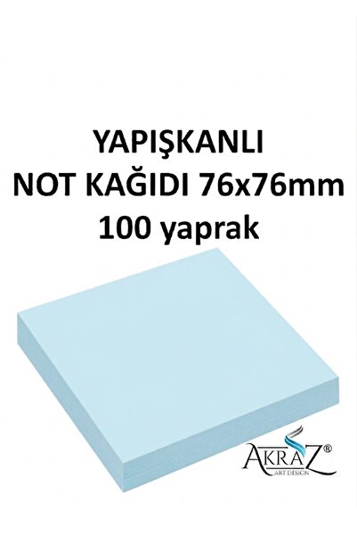 Akraz Art Design YAPIŞKANLI NOT KAĞIDI postit KÜP 76X76 100yp. PASTEL MAVİ 1 ...
