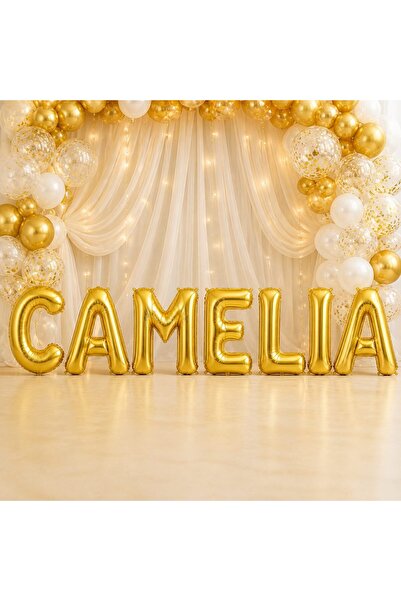OEM Baloane Litere Nume CAMELIA, Auriu, Folie Metalizată 40 cm, Decor Elegant...