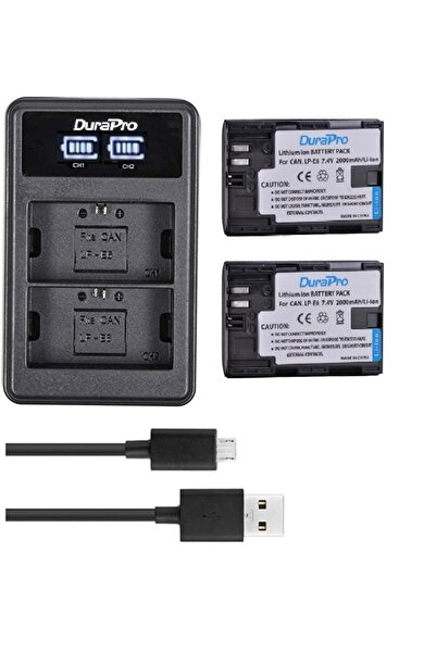 Durapro 2 x 2000mAh LP-E6 Battery + LCD Charger For Canon 5D Mark II/III/IV, ...
