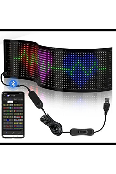 Vivendo Panou LED auto afisaj cu led flexibil RGB programabil prin bluetooth ...
