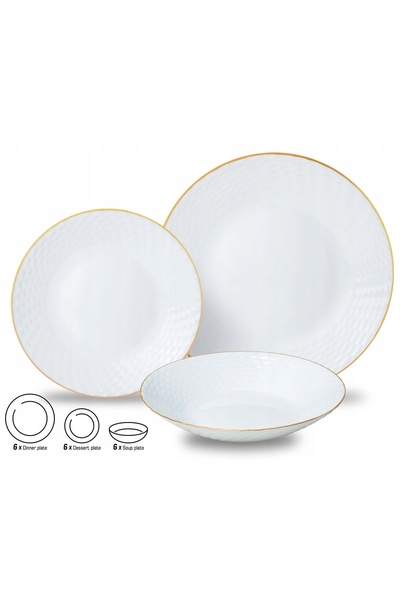 Kinghoff Set de farfurii pentru cină, 18 piese, serviciu de masă pentru 6 per...