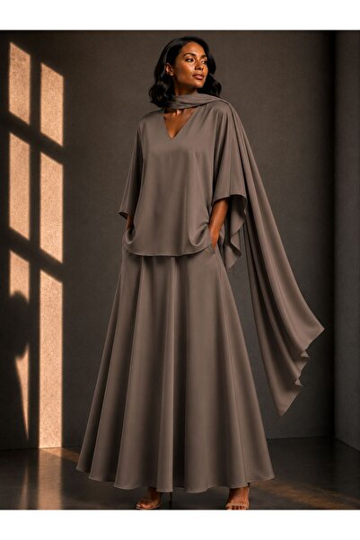 ALYEL NAKER Regular Kimono Sleeve Blouse & Midi Full Circle Skirt Top & Botto...