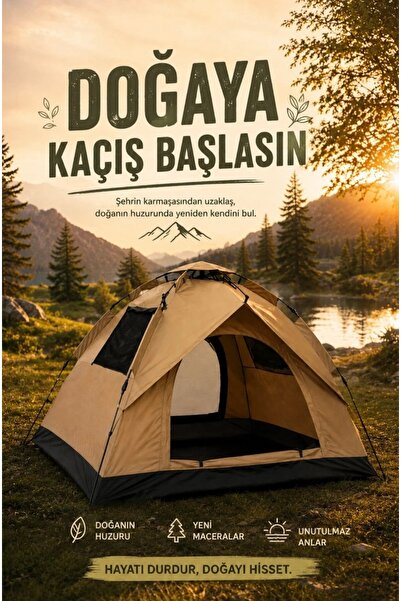 CEZVE HOME Su Geçirmez Aile Kamp Çadırı Kolay Kurulumlu Outdoor ve Doğa Kampı...