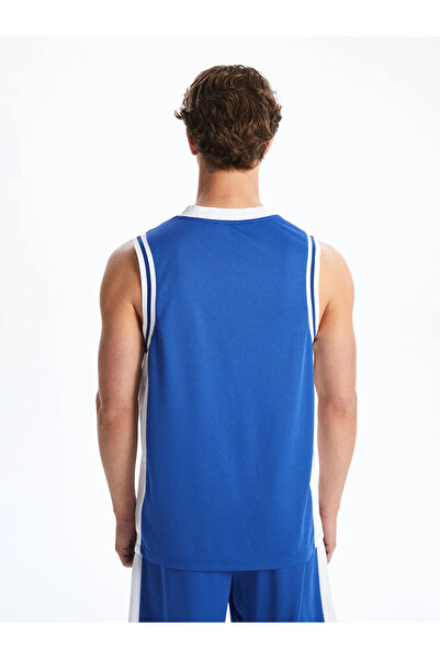 LC Waikiki Blue Crew Neck Printed Men's Sleeveless T-Shirt