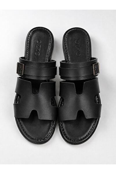 STOCON Elite Women's Black Buckle H Model Daily Slippers Buckle Comfort Slippers Daily Slippers Dowry Slippers Gift Slippers Stc1308