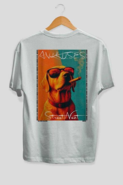 Ankhises Λευκό μπλουζάκι Oversize με στάμπα σκύλου στην πλάτη "For Dog Lovers...