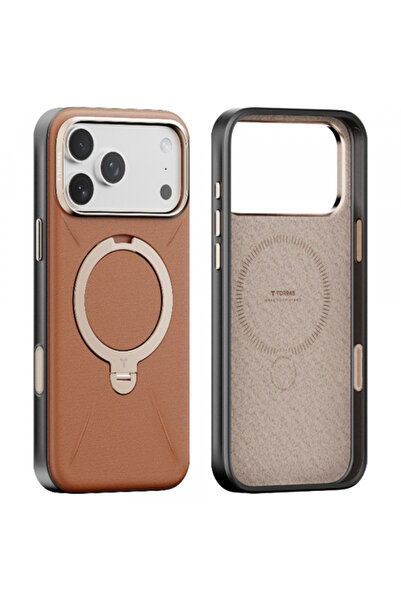 TORRAS Husa MagSafe pentru Apple iPhone 17 Pro Max, Torras, Qpro Leather, Maro