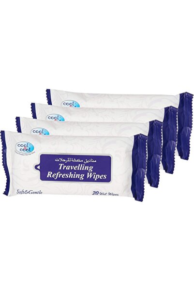 COOL & COOL Travelling Refreshing Wipes - 20's (Pack of 4) - Convenient for T...