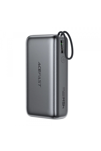 Acefast Baterie externă M34, 20000mAh, 45W, QC + PD, 1 x USB-A - 2 x USB-C, Gri