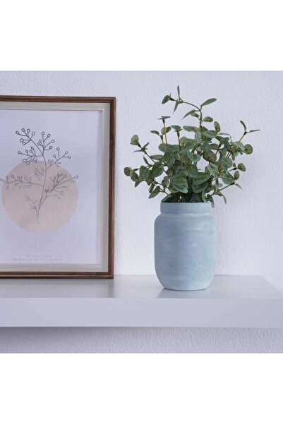 PAN HOME Artificial Eucalyptus In Blue Ceramic Pot 17.78x17.78x27.94cm - Green