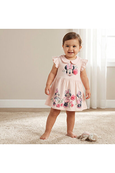 Disney Peter Pan Collar Sleeveless A-line Dress with Minnie Mouse Print