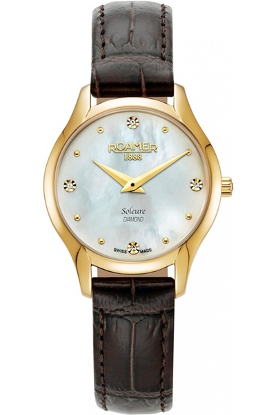 Roamer ceas de damă 547857 48 25 05 — clasic maro cu diamante
