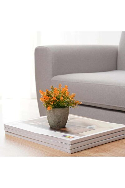 PAN HOME Artificial Wheat Leaf Potted Plant H10cm - Orange