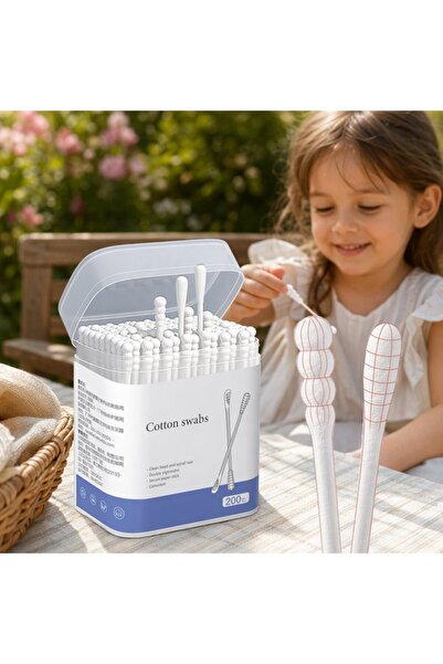 Generic 200 Pure Cotton Cleaning Cotton Swabs Double Ended Spiral Drip Head E...