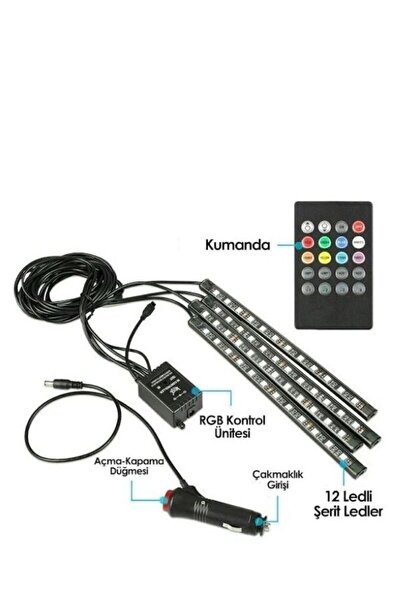 AksoyTuning Ayak Altı 12 Ledli Sese Duyarlı Kumandalı Neon Led Aydınlatma