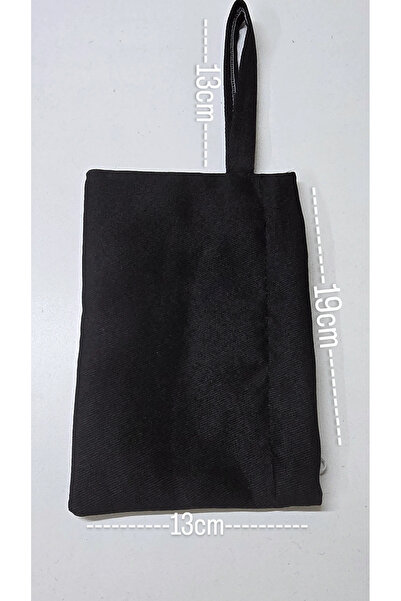 Zümrüdüanka Handmade Siyah renk ince kumaş dan astarsiz fermuarli el çantasi