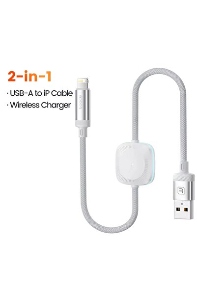 Toocki 2in1 USB-A to Lightning iphone Şarj Kablosu ve Manyetik Watch 1/2/3/4/...