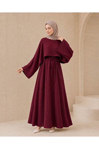 Nissra Ankanoor Oversize Muslin Hijab Dress with Cape on the Front 145 cm Ank...