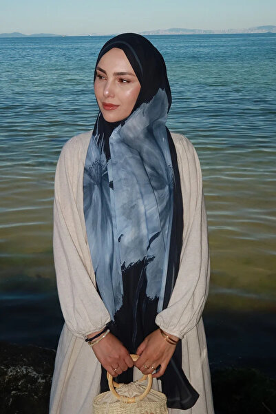 Madame Polo شال كوزموس بنمط تينسل - أزرق داكن