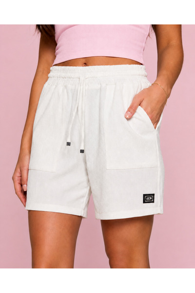 just wear zt Women's Wrinkled Textured Shorts, Elastic Waist Lace-Up Comforta...