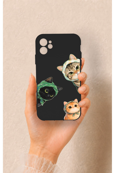 Vip Case iPhone 11 Uyumlu Kedi Ekibi Desenli Silikon Kılıf