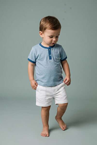 zumino Summer Baby Boy 2-Piece Set with Front Snap Fasteners - Top and Bottom