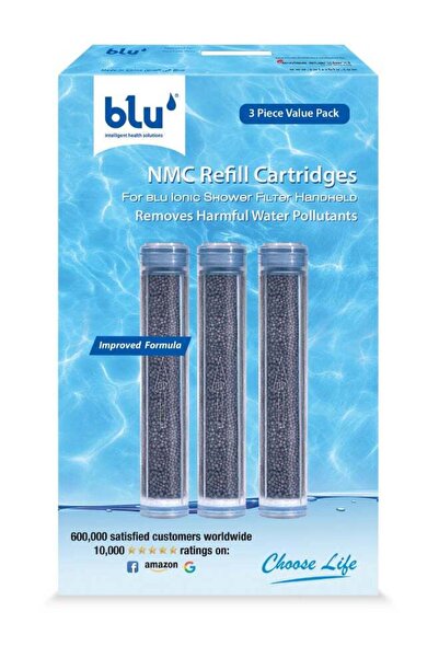 BLU NMC Refill Cartridges For Handheld Ionic Shower Filter - 3 Piece Value Pa...