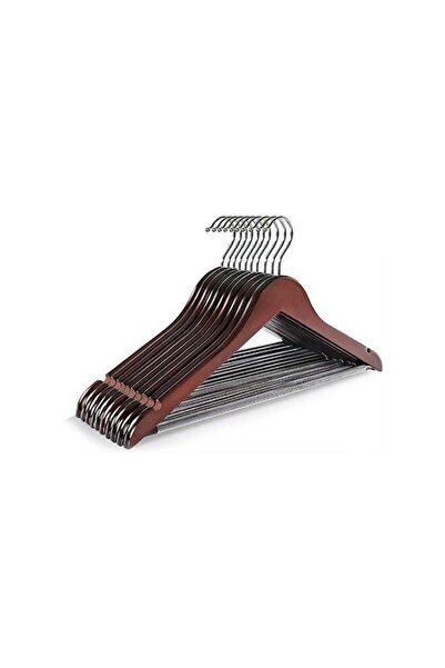 Noon East 10 Piece Wooden Suit Hangers with Non-Slip Pants and Smooth Finish ...