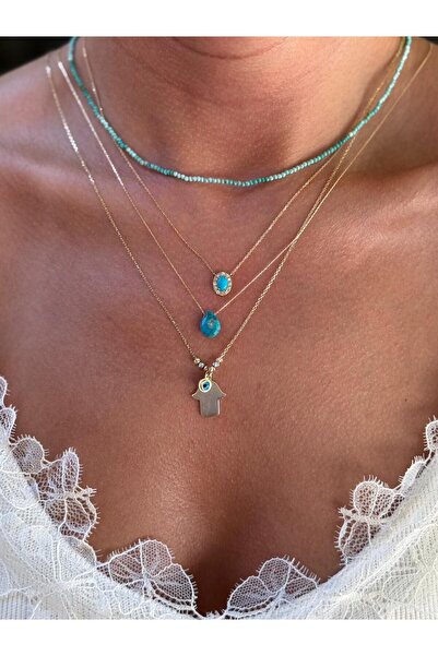 HEMS JEWELLERY 14 Ayar Altın Turkuaz Drop Kolye