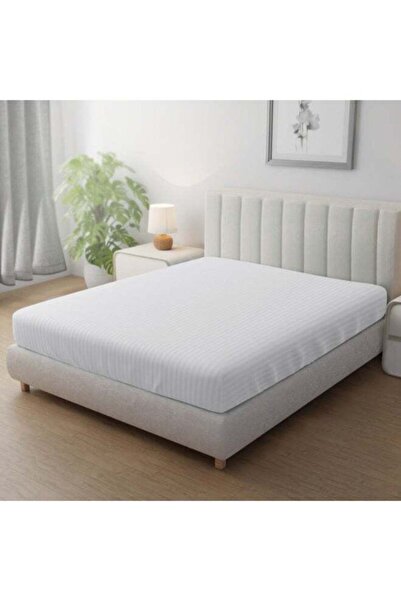 Hotel Linen Klub 1-Piece Microfiber Fitted Sheet, Striped,Color: White, Super...