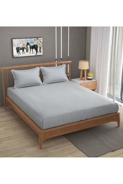 AURIO Premium Queen Size Fitted Bedsheet with 2 Pillowcases – Modern Design –...