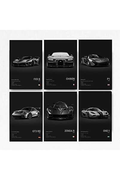 ESSESORIES Super Car Racing Car Walls Poster Wall Art Set of 6 Room Decor Sel...