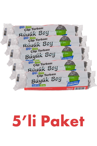 GO-BIN Büyük Boy Çöp Torbası 5li Paket