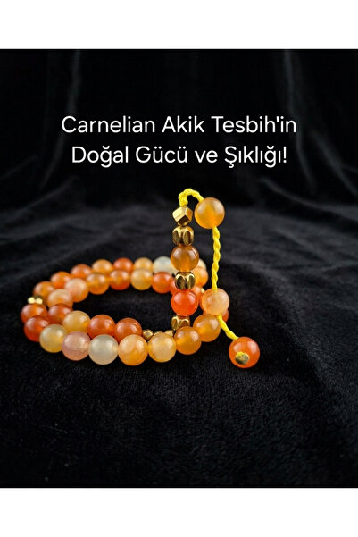 güleçdoğaltaş Güleç Natural Stone Carnelian Agate Stone Prayer Beads 8 mm